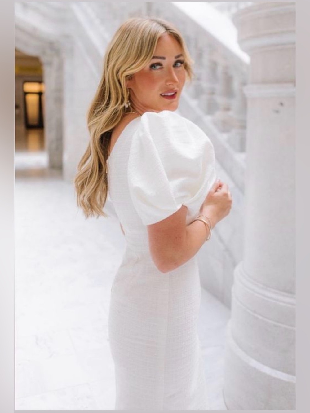 Ivy City Co. Holly dress in shimmer white, size M